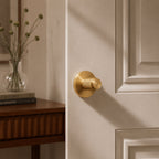 Solid Brass Knurled Grip Interior Door Handle Set (Privacy Lock)