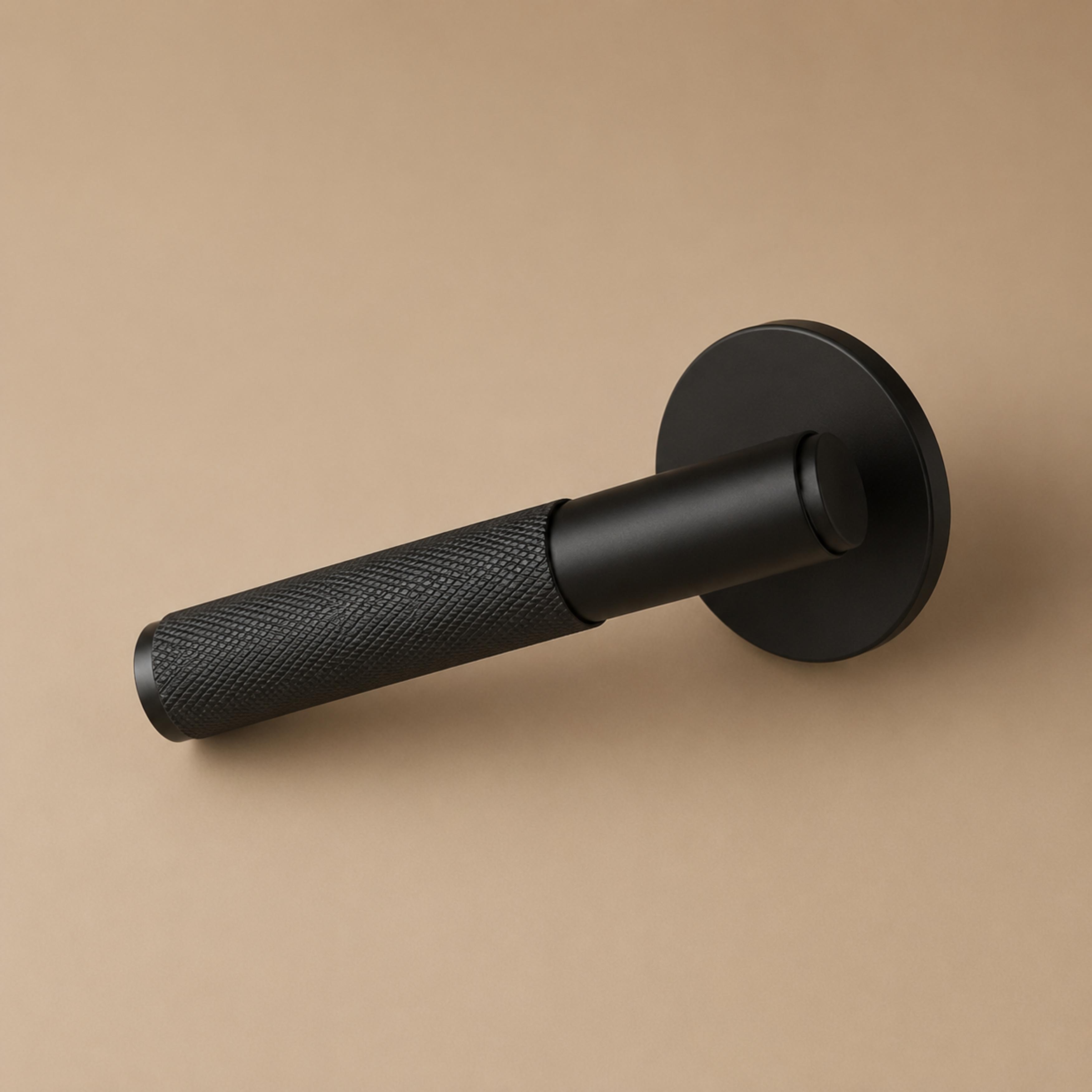 Solid Brass Knurled Lever Interior Door Handle (Square Or Round Rosette)