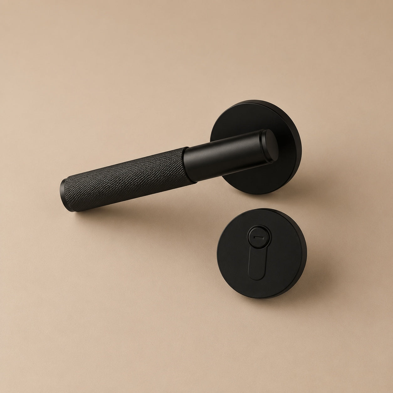 Solid Brass Knurled Lever Interior Door Handle (Square Or Round Rosette)
