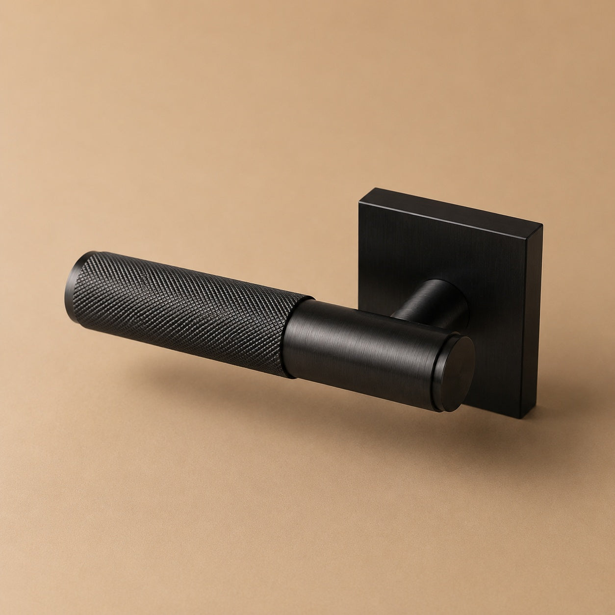 Solid Brass Knurled Lever Interior Door Handle (Square Or Round Rosette)