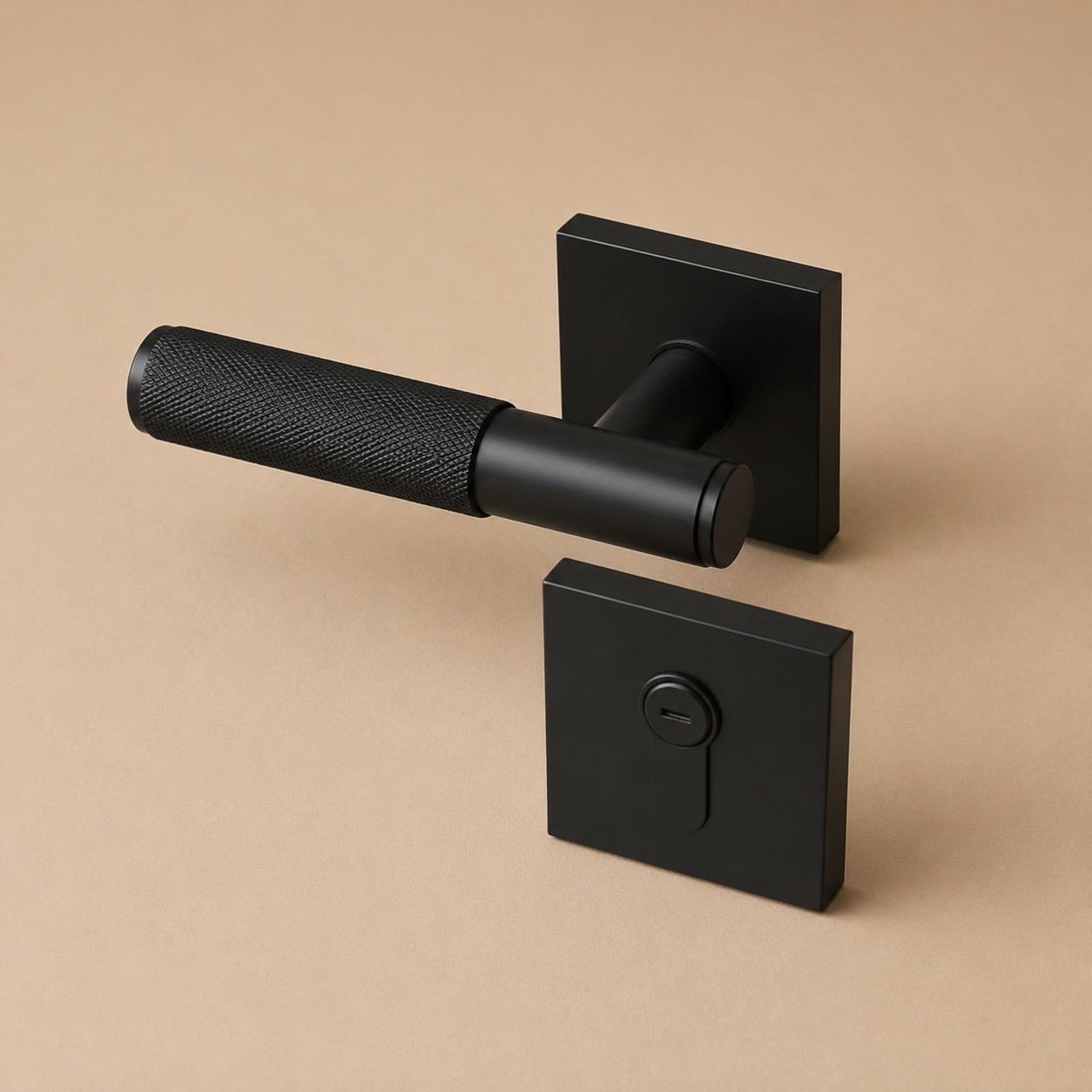 Solid Brass Knurled Lever Interior Door Handle (Square Or Round Rosette)
