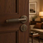 Solid Brass Knurled Lever Interior Door Handle (Square Or Round Rosette)