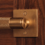 Solid Brass Knurled Lever Interior Door Handle (Square Or Round Rosette)