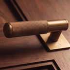 Solid Brass Knurled Lever Interior Door Handle (Square Or Round Rosette)