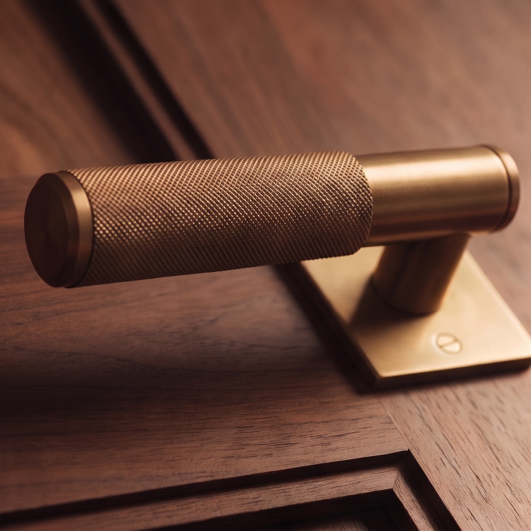 Solid Brass Knurled Lever Interior Door Handle (Square Or Round Rosette)