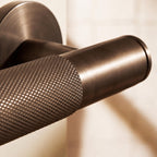 Solid Brass Knurled Lever Interior Door Handle (Square Or Round Rosette)
