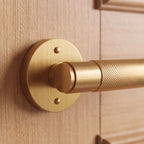 Solid Brass Knurled Lever Interior Door Handle (Square Or Round Rosette)