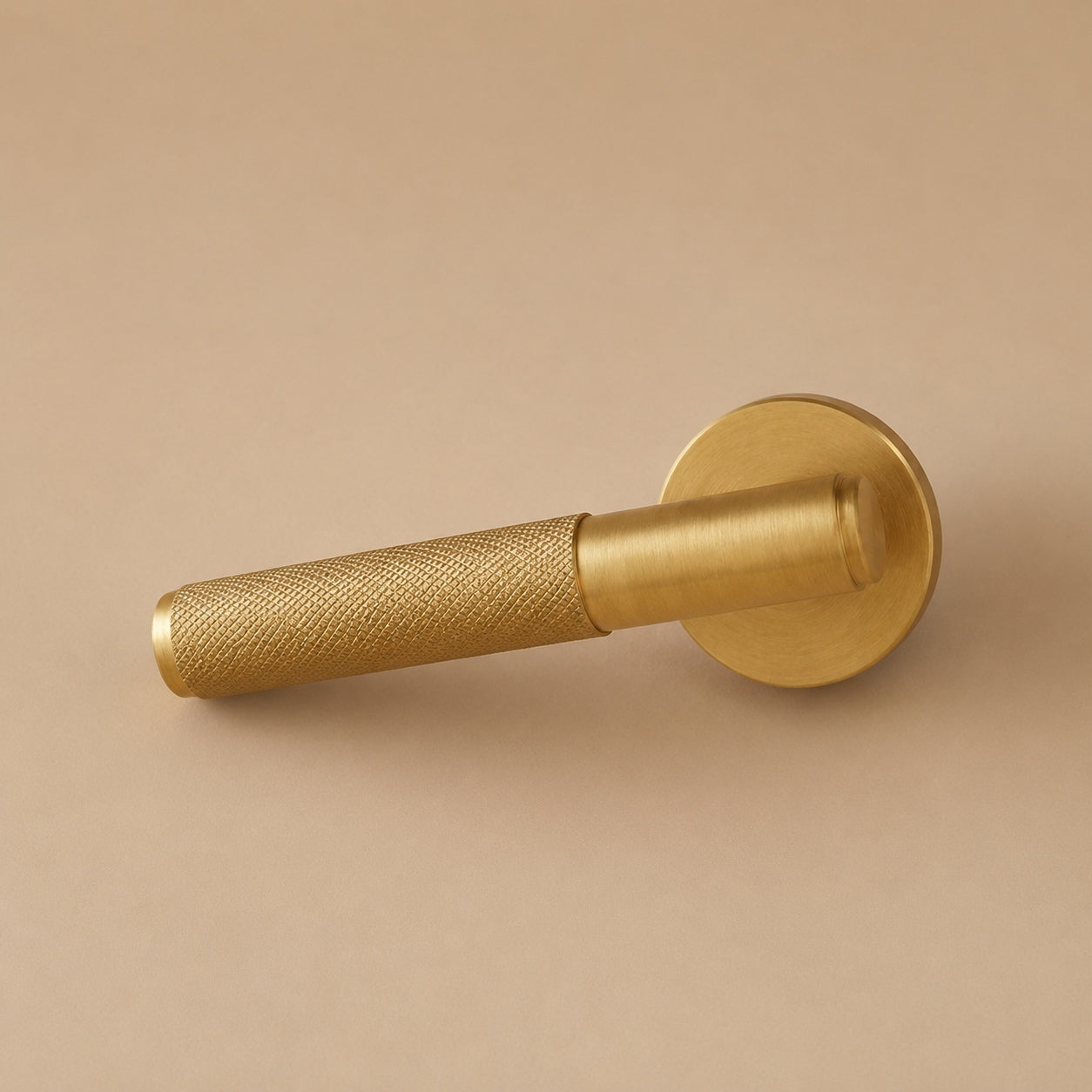 Solid Brass Knurled Lever Interior Door Handle (Square Or Round Rosette)