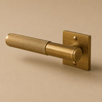 Solid Brass Knurled Lever Interior Door Handle (Square Or Round Rosette)