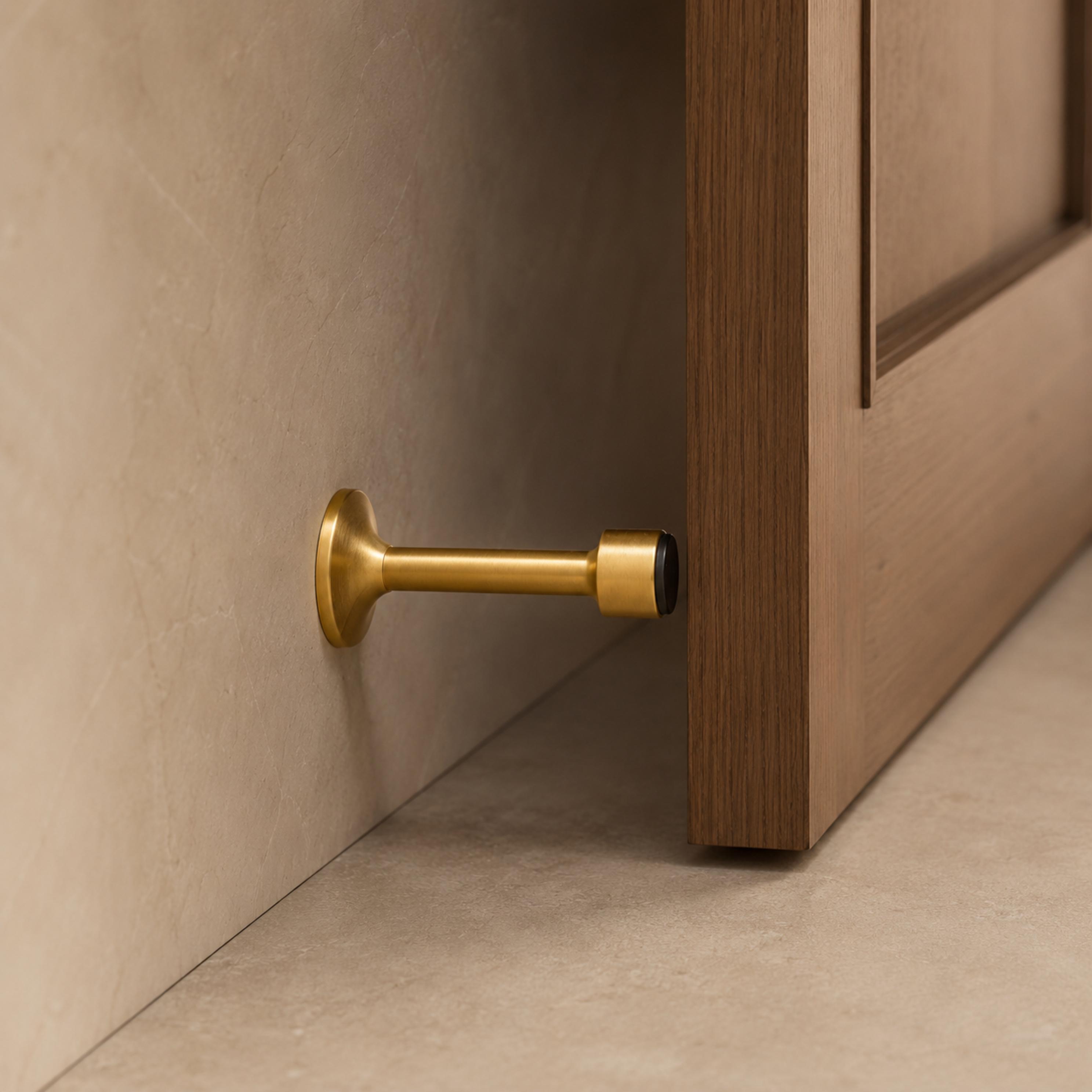 Solid Brass Rubber-Tip Door Stop (Dual Mount)