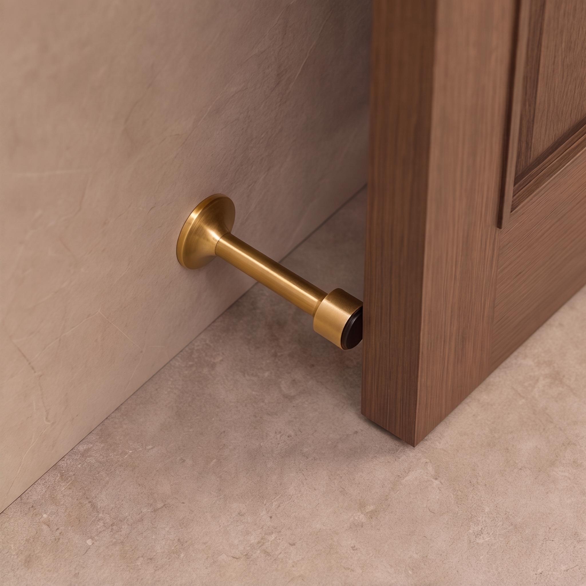 Solid Brass Rubber-Tip Door Stop (Dual Mount)