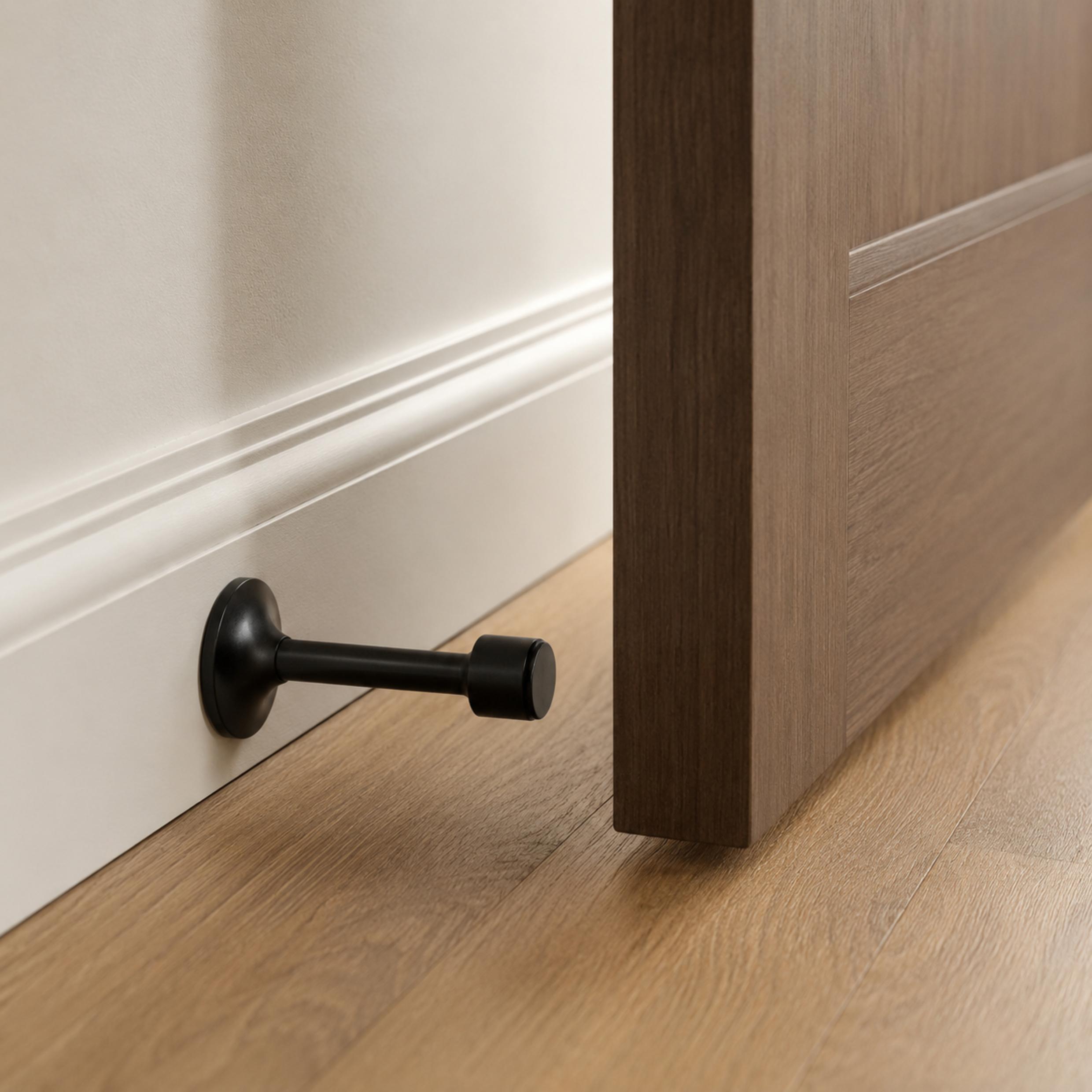 Solid Brass Rubber-Tip Door Stop (Dual Mount)