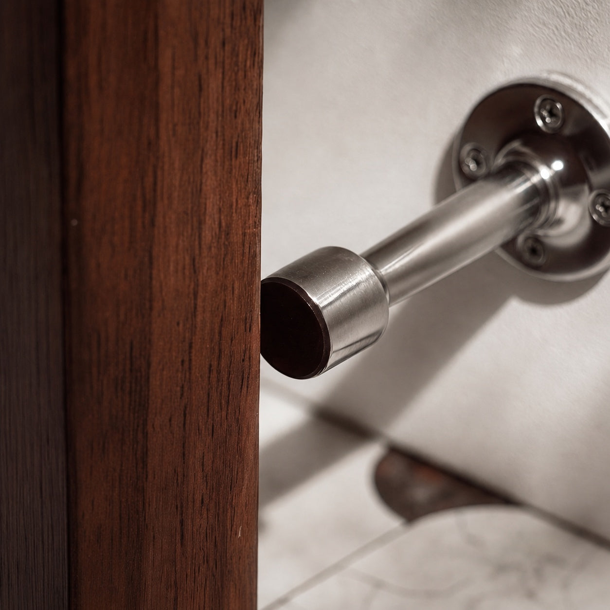 Solid Brass Rubber-Tip Door Stop (Dual Mount)