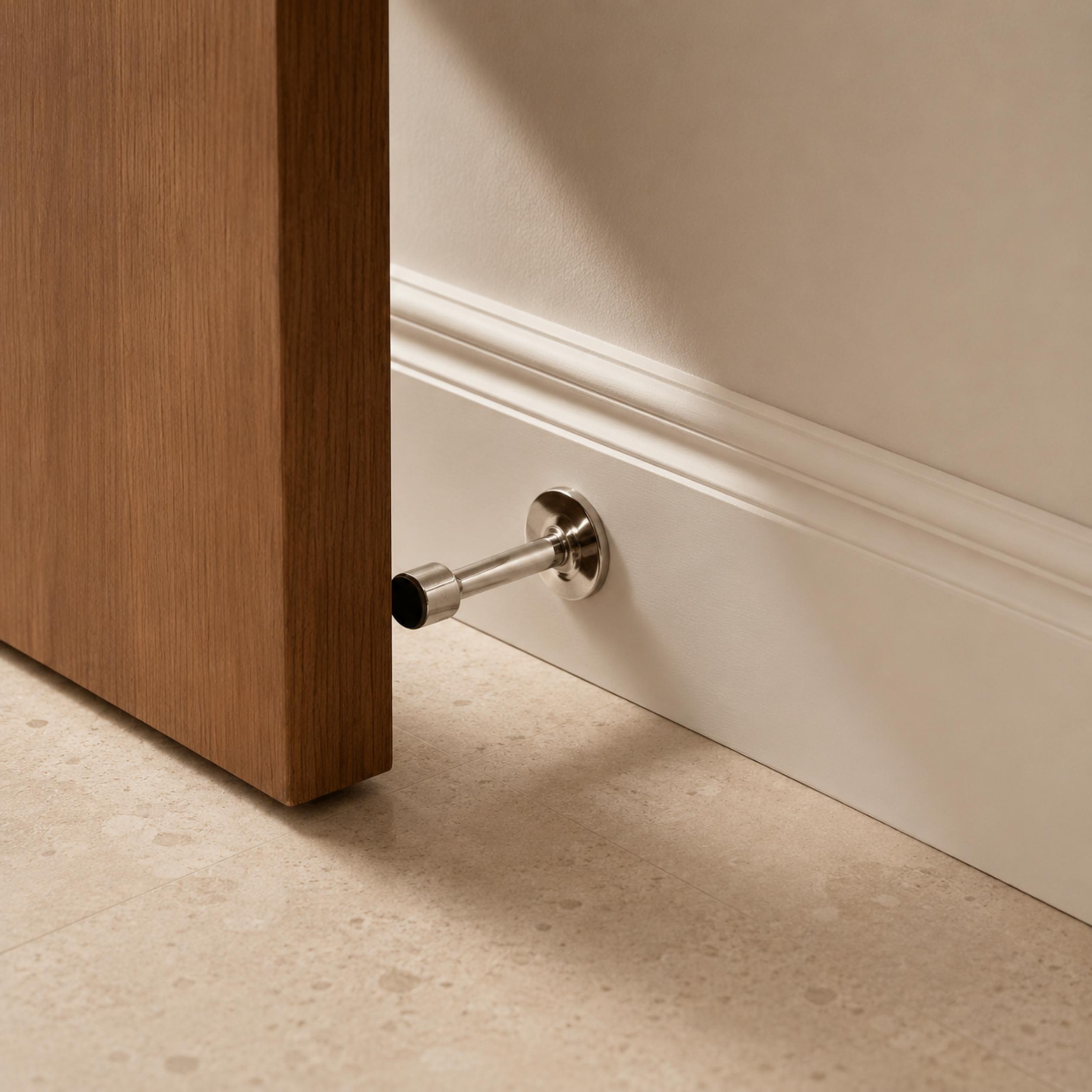 Solid Brass Rubber-Tip Door Stop (Dual Mount)