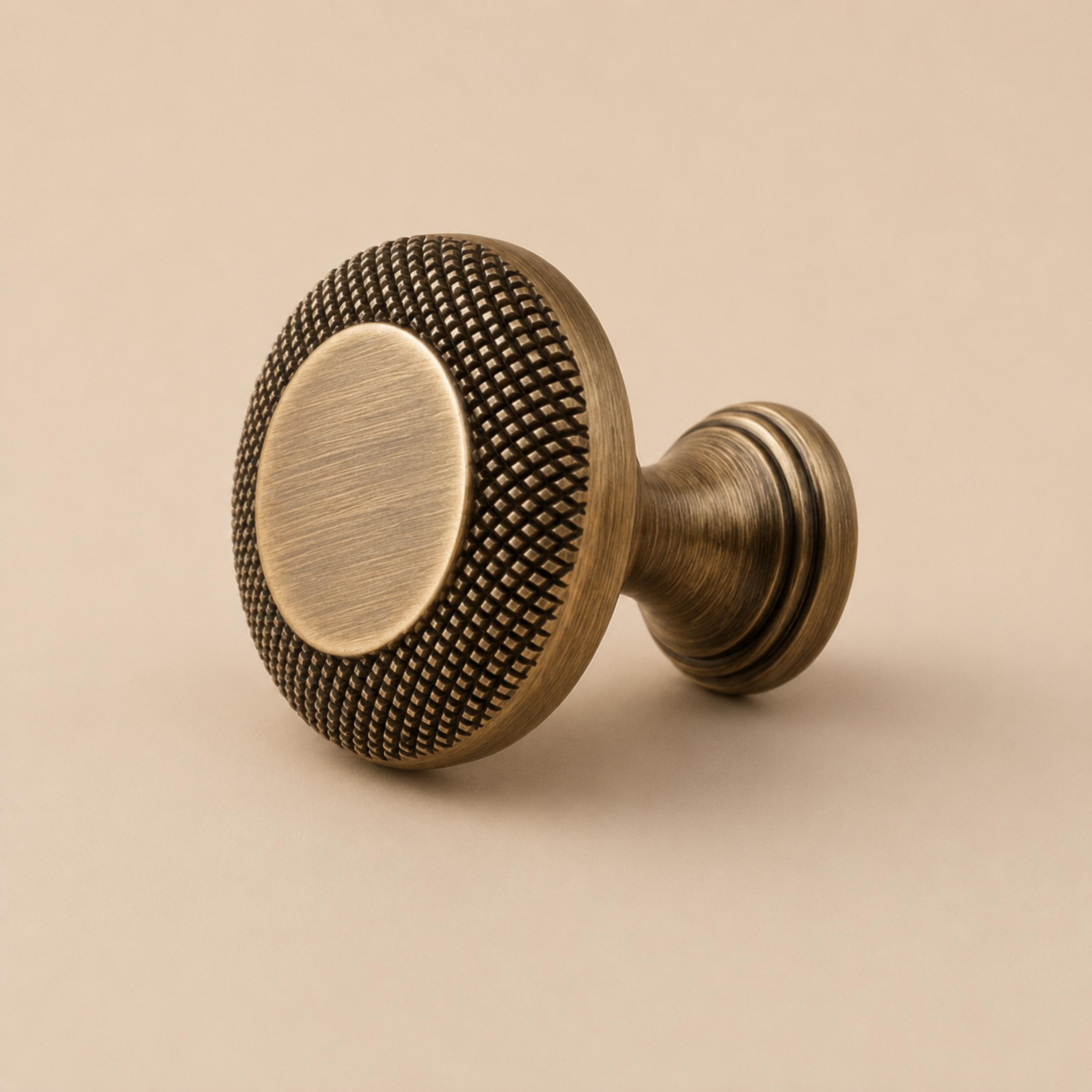 Solid Brass Textured Edge Cabinet Hardware Set (Knobs & Pulls)