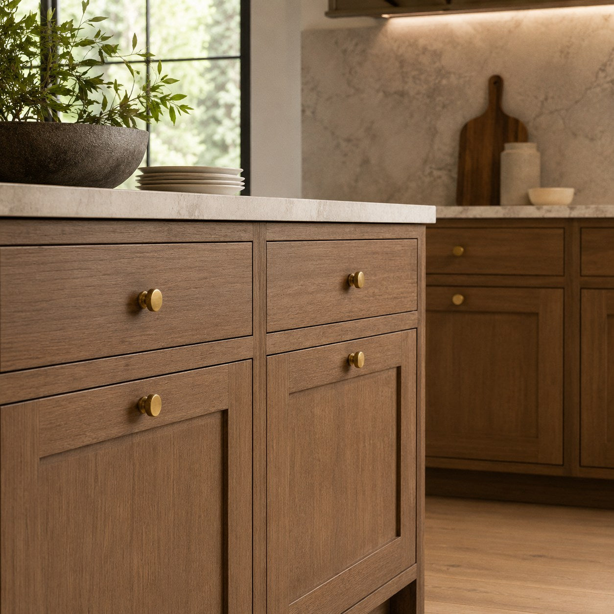 Solid Brass Textured Edge Cabinet Hardware Set (Knobs & Pulls)