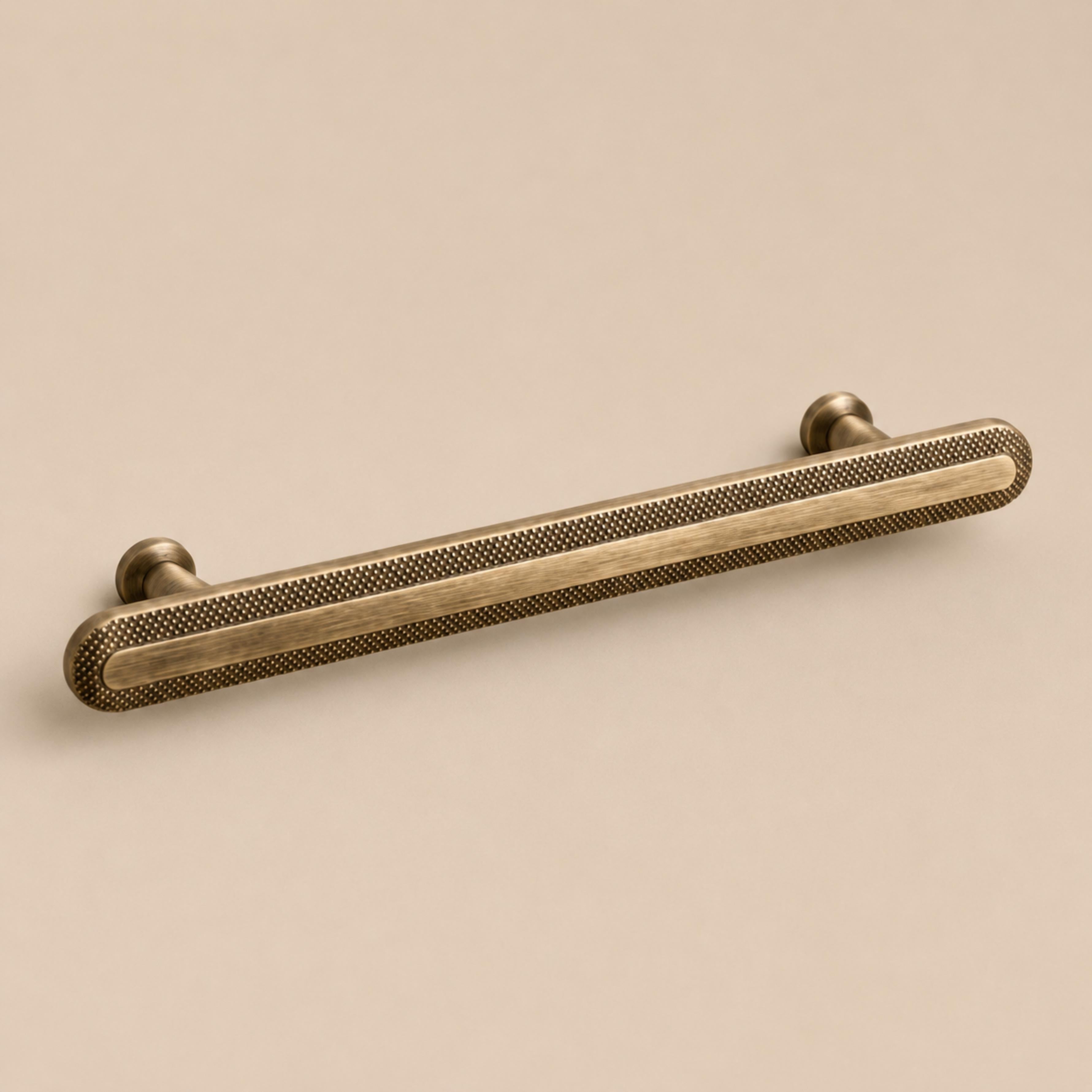 Solid Brass Textured Edge Cabinet Hardware Set (Knobs & Pulls)