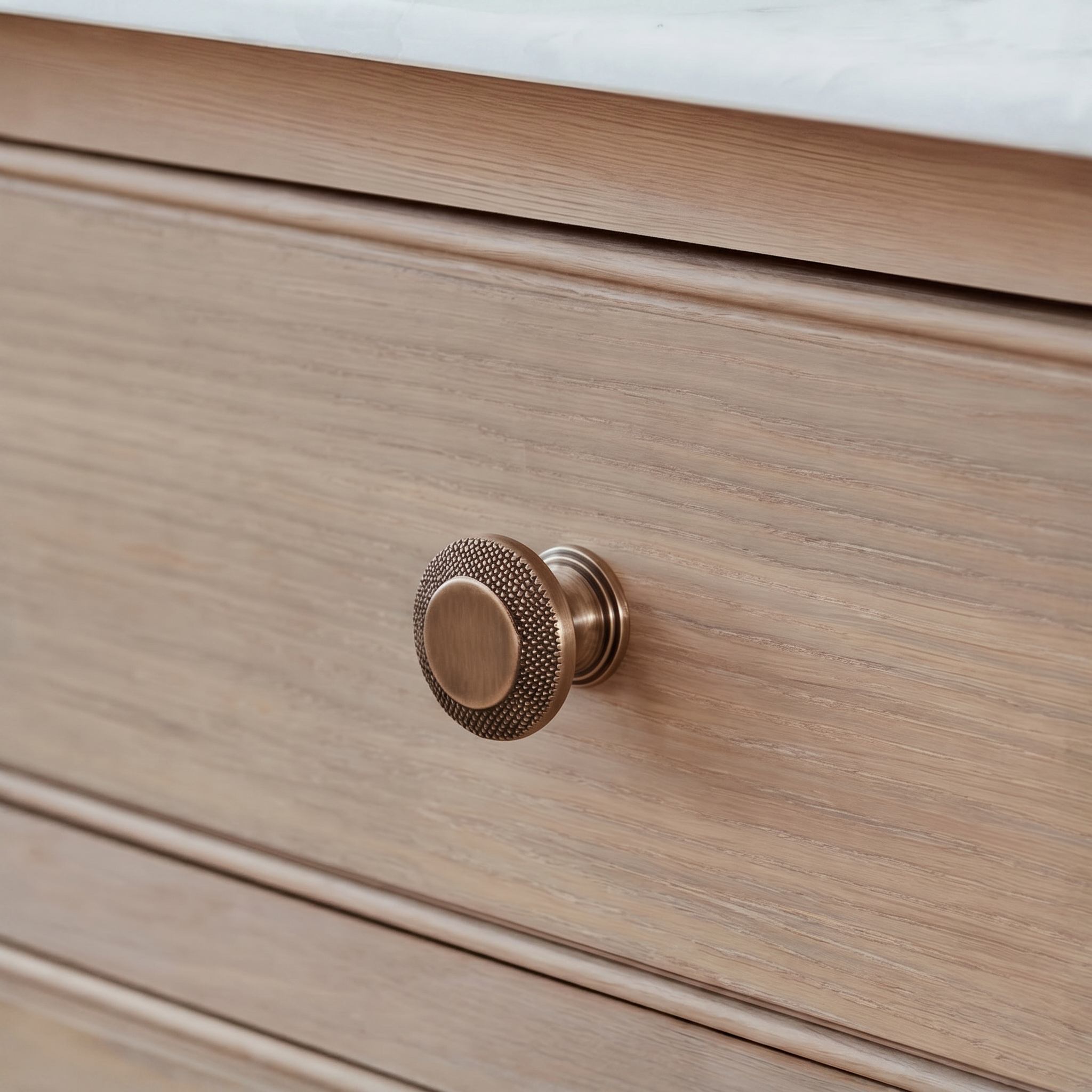 Solid Brass Textured Edge Cabinet Hardware Set (Knobs & Pulls)