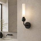 Solid Brass Vertical Marble Globe Wall Sconce (Hardwired)