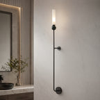Solid Brass Vertical Marble Globe Wall Sconce (Hardwired)