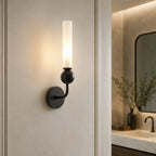 Solid Brass Vertical Marble Globe Wall Sconce (Hardwired)