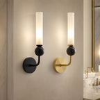 Solid Brass Vertical Marble Globe Wall Sconce (Hardwired)