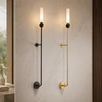 Solid Brass Vertical Marble Globe Wall Sconce (Hardwired)