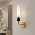 Solid Brass Vertical Marble Globe Wall Sconce (Hardwired)