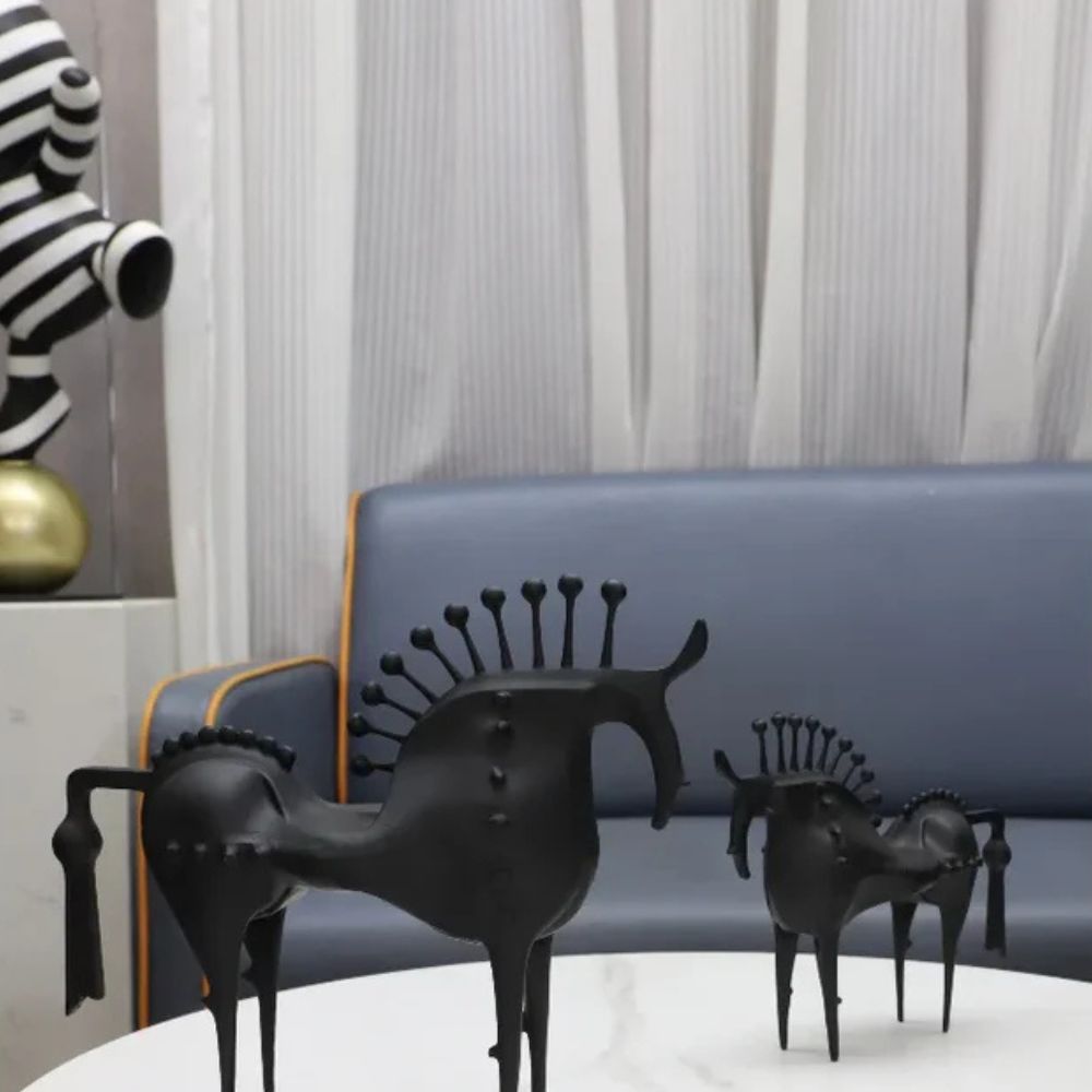 Solid Metal Modern Abstract Horse Sculpture