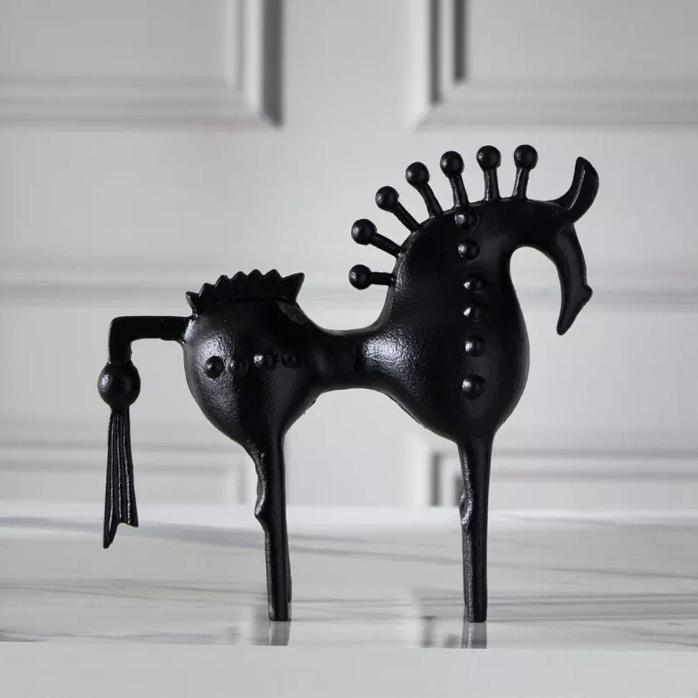 Solid Metal Modern Abstract Horse Sculpture