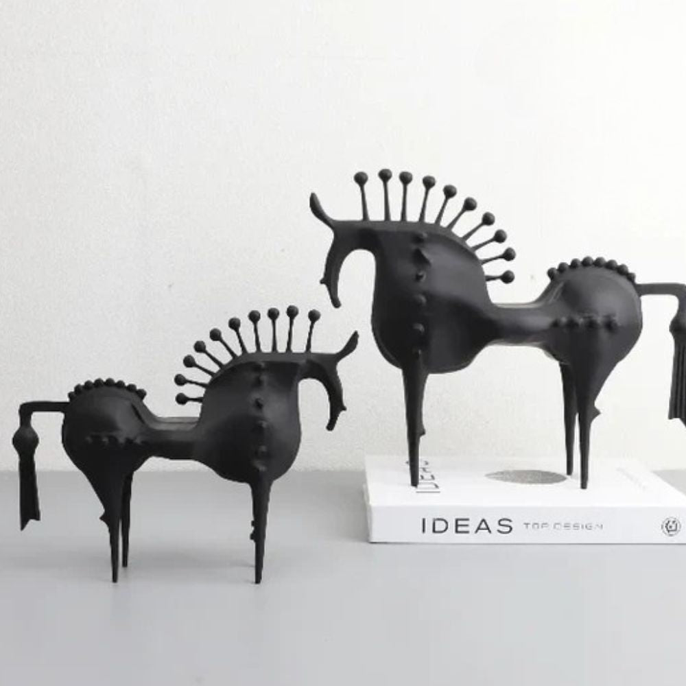 Solid Metal Modern Abstract Horse Sculpture