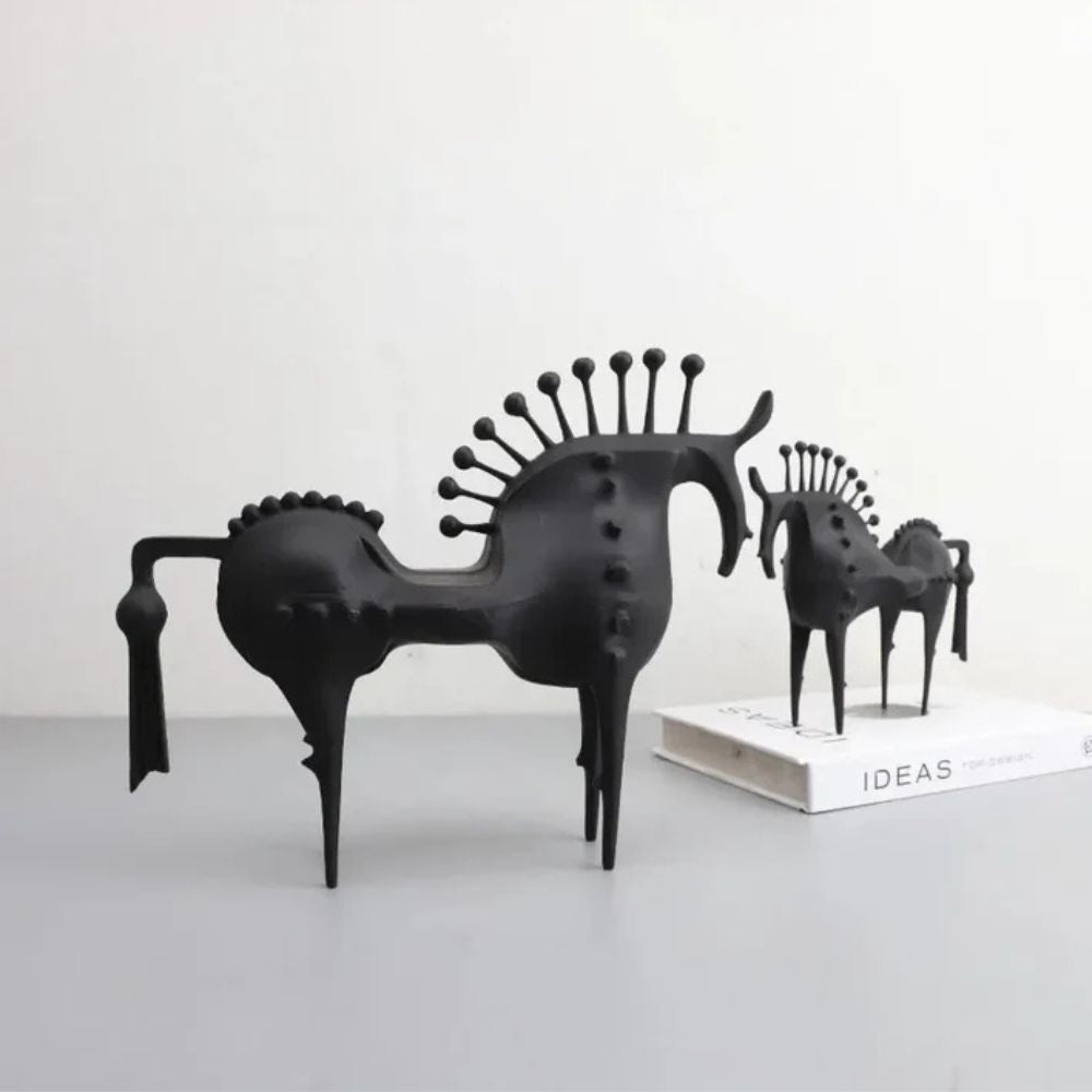 Solid Metal Modern Abstract Horse Sculpture