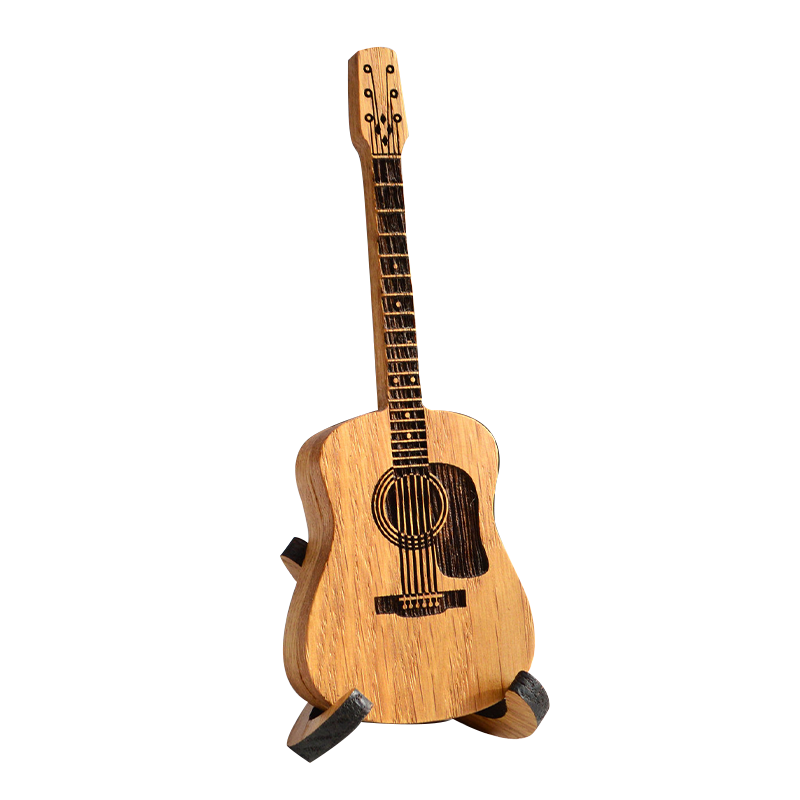Solid Oak Guitar-Shaped Pick Holder