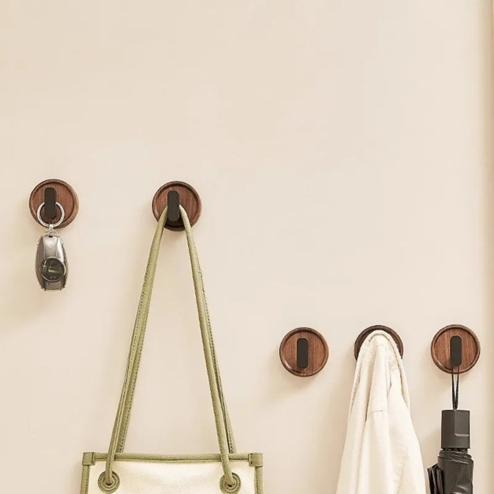 Solid Walnut Self-Adhesive Wall Hook