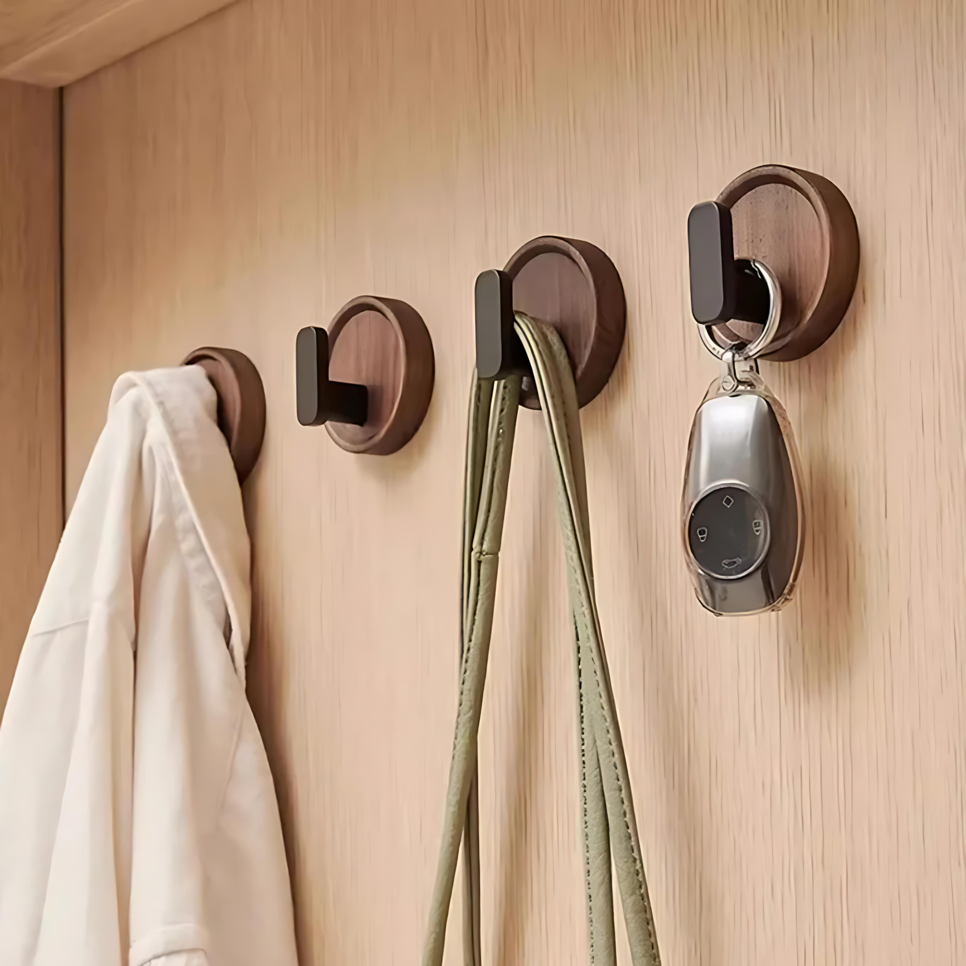 Solid Walnut Self-Adhesive Wall Hook