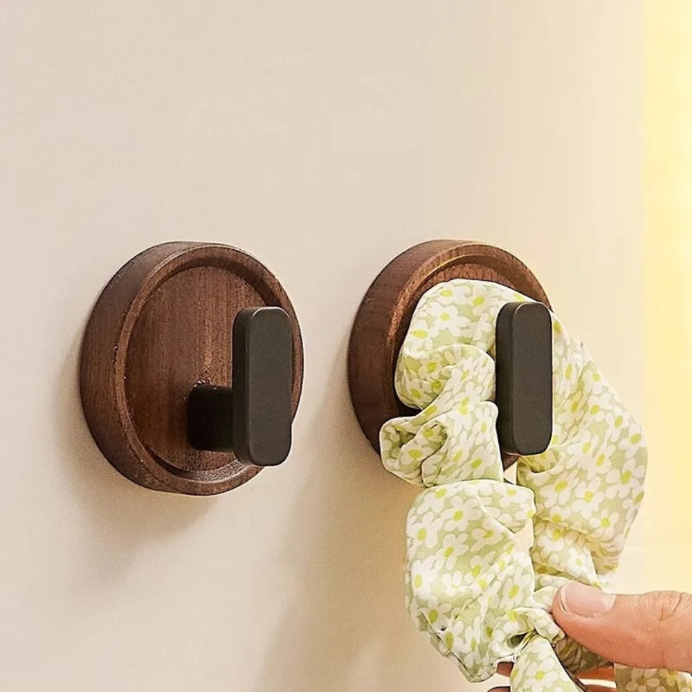 Solid Walnut Self-Adhesive Wall Hook