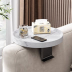 Solid Wood Adjustable Clip-On Sofa Armrest Tray (12 in Diameter)