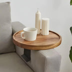 Solid Wood Adjustable Clip-On Sofa Armrest Tray (12 in Diameter)