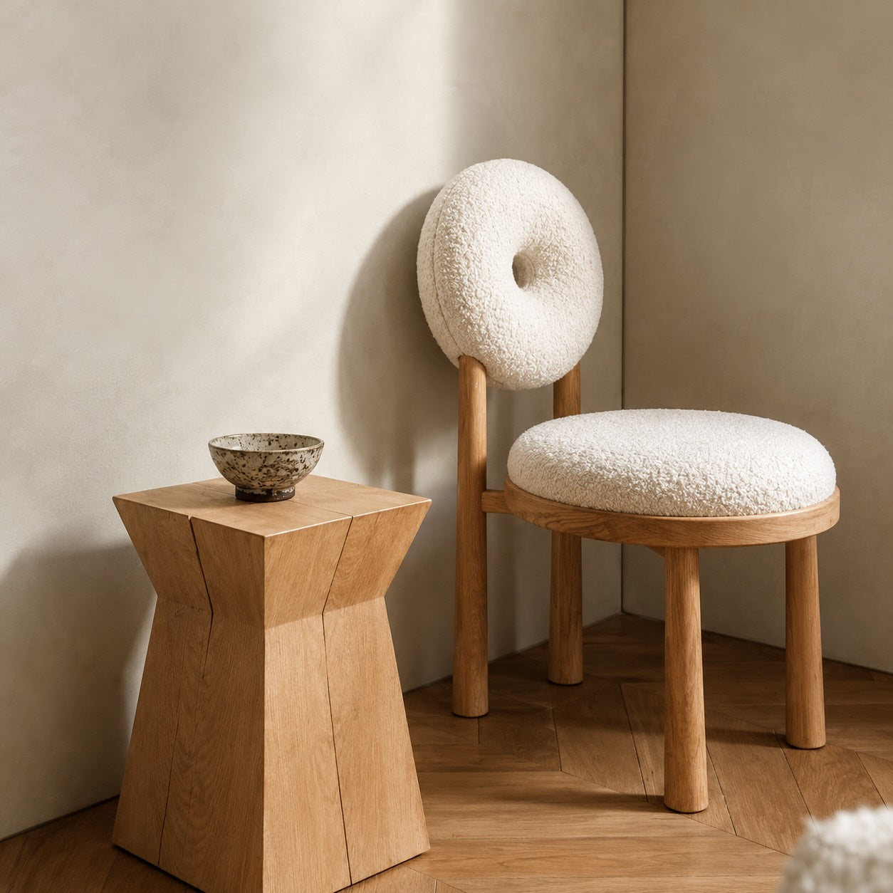 Solid Wood Armless Upholstered Dining Chair (Low Back)