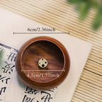 Solid Wood Brass-Inset Incense Holder (Compact)