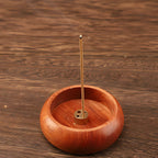 Solid Wood Brass-Inset Incense Holder (Compact)