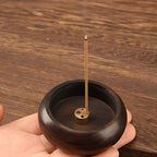 Solid Wood Brass-Inset Incense Holder (Compact)