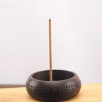 Solid Wood Brass-Inset Incense Holder (Compact)