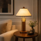 Solid Wood Fabric Shade Table Lamp (E14 Base)