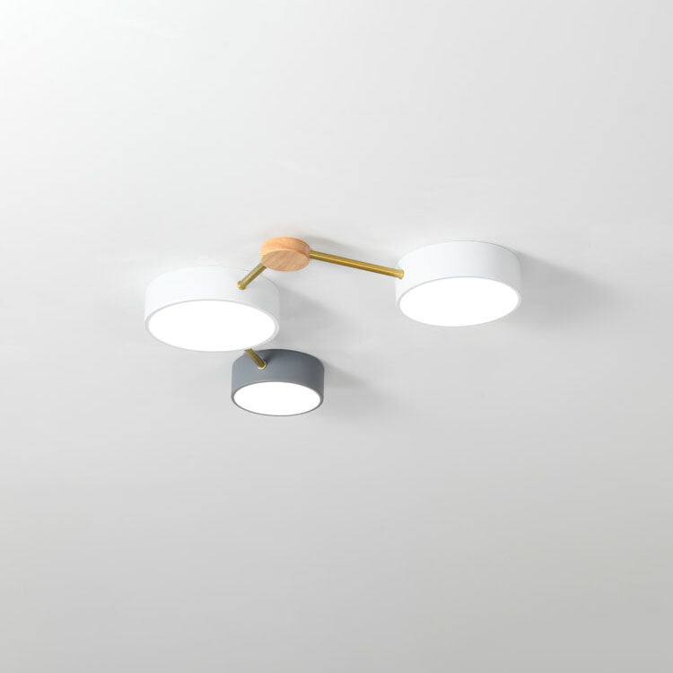 Solid Wood & Iron LED Flush Mount Ceiling Light