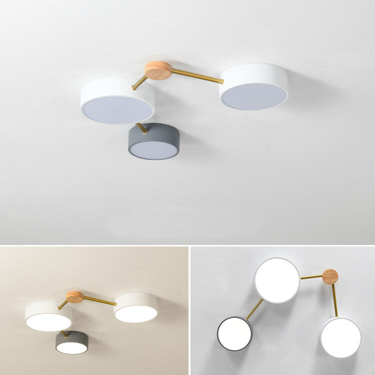 Solid Wood & Iron LED Flush Mount Ceiling Light