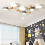 Solid Wood & Iron LED Flush Mount Ceiling Light