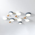 Solid Wood & Iron LED Flush Mount Ceiling Light