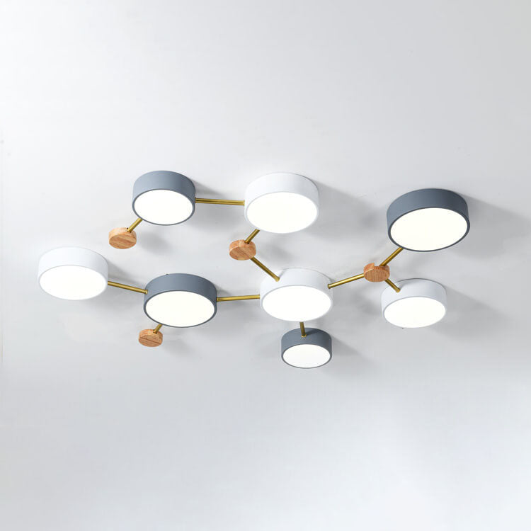 Solid Wood & Iron LED Flush Mount Ceiling Light