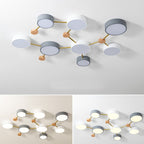Solid Wood & Iron LED Flush Mount Ceiling Light